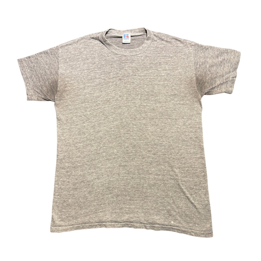Vintage Russell Athletic Gray Heather Tri-Blend T-Shirt Made in USA Large